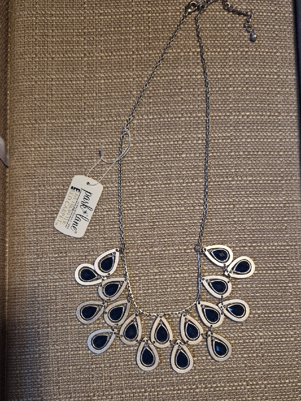 Park Lane Silver-Tone Necklace with Navy Teardrops